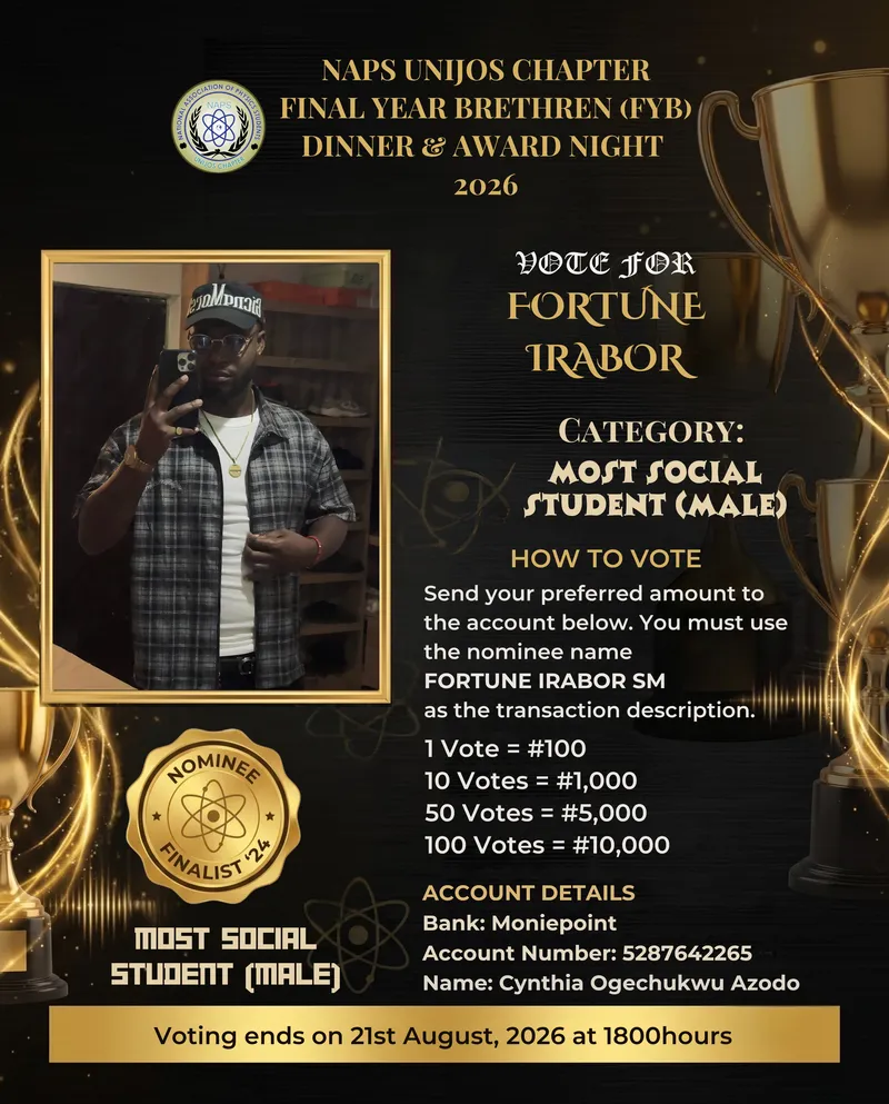 Campaign Flier for Fortune Irabor